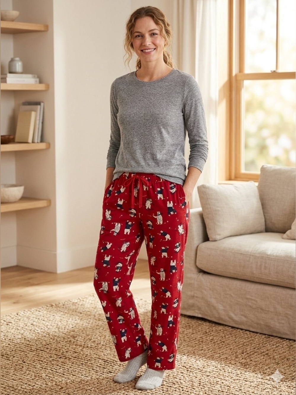 Old Navy Flannel Polar Bear Lounge PJ Pants Size Medium
